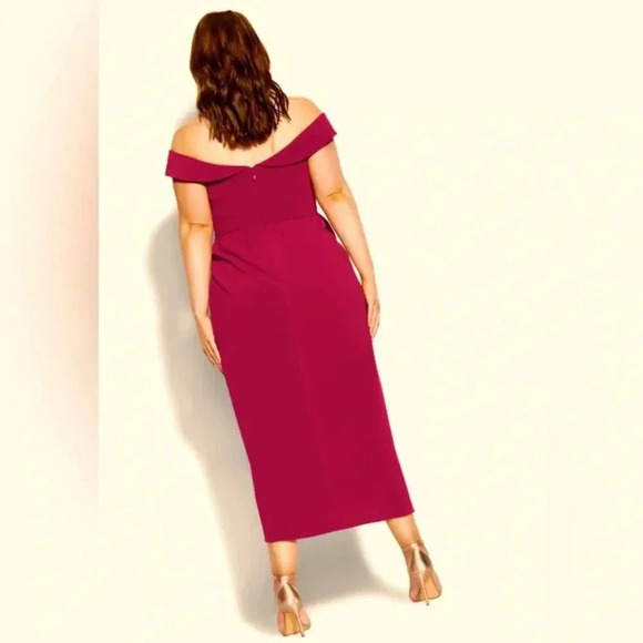 City Chic Rippled Love Magenta dress size XL/22 - Picture 2 of 11